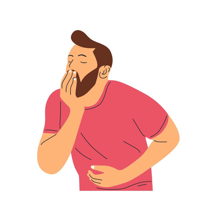 Vector vector illustration of people having stomach ache and nausea