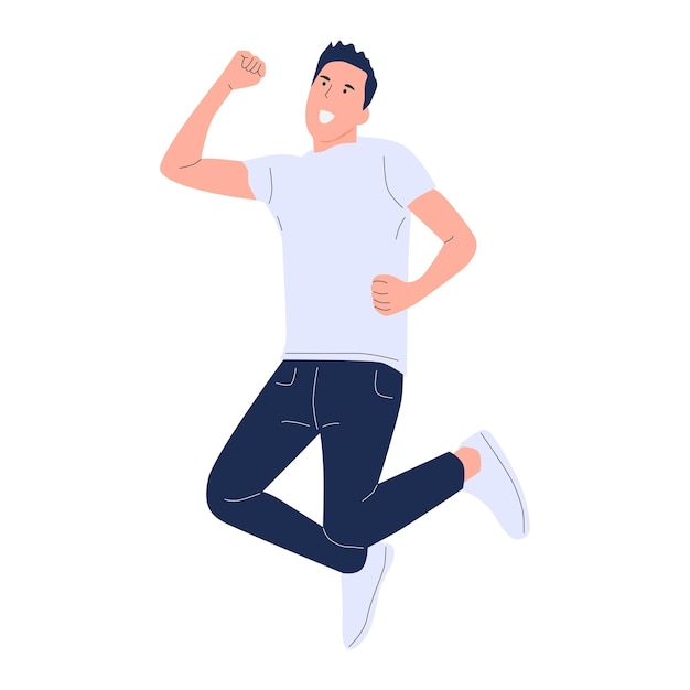 vector illustration of people jumping happily