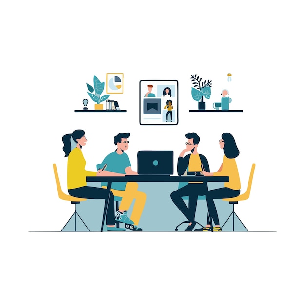 vector illustration of people using video in online learning