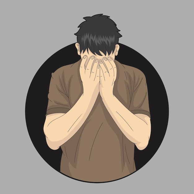 Vector vector illustration of people who are sad and disappointed