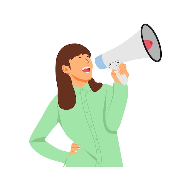 Vector illustration of a person holding a megaphone