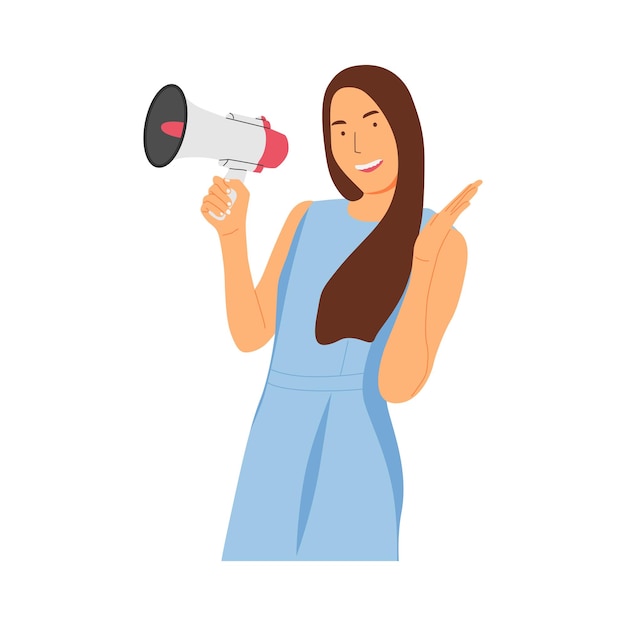 Vector illustration of a person holding a megaphone