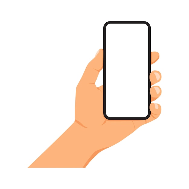 Векторная иллюстрация человека, держащего смартфон в руке, держащего смартфон