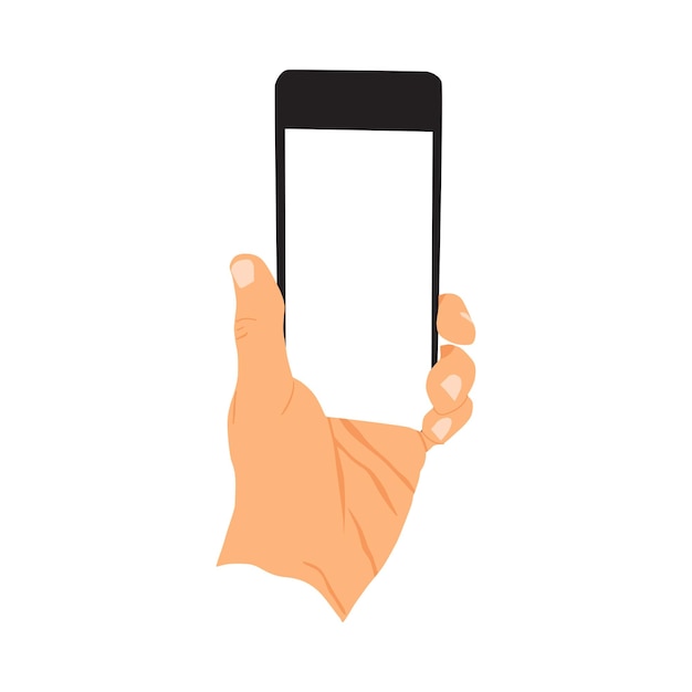 Vector illustration of person holding smart phone hand holding smart phone