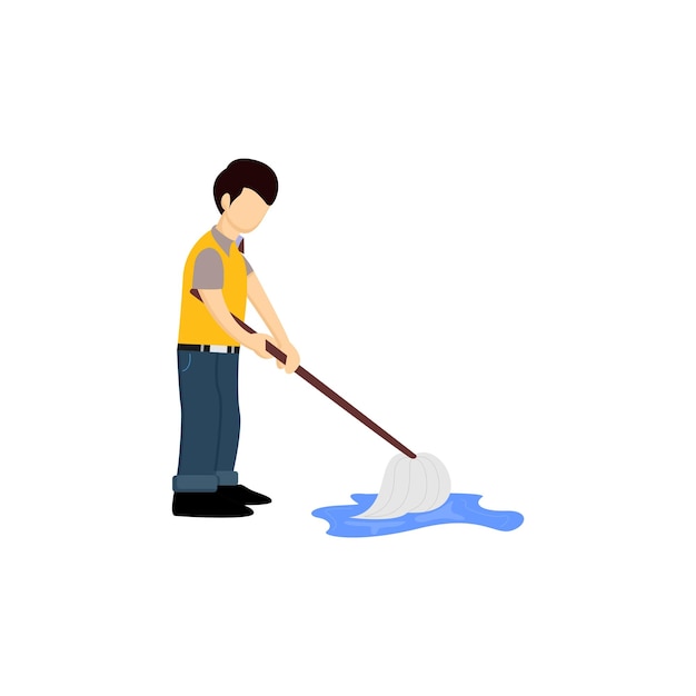 Vector illustration of a person mopping