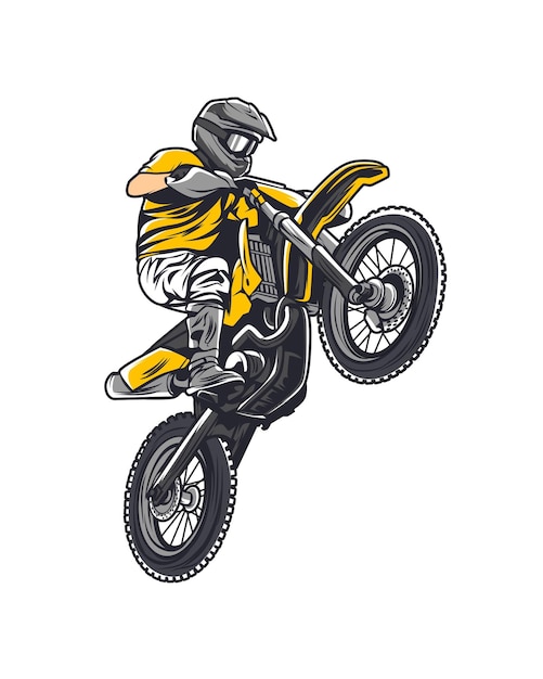 Vector vector illustration of a person riding an offroad motorbike