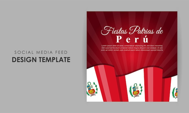 Vector illustration of Peru Independence Day 28 July social media story feed mockup template