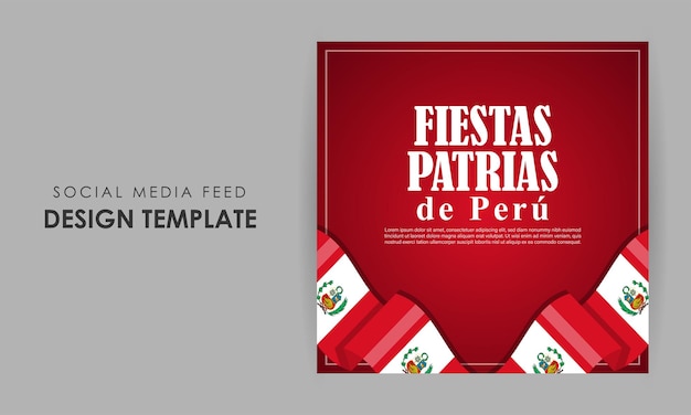 Vector illustration of Peru Independence Day 28 July social media story feed mockup template