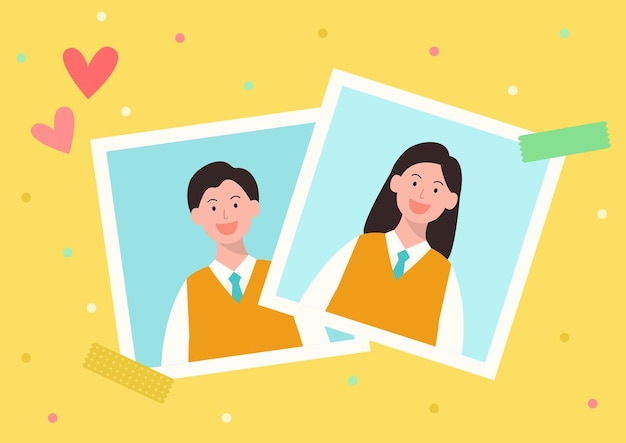 vector illustration of photos of high school students