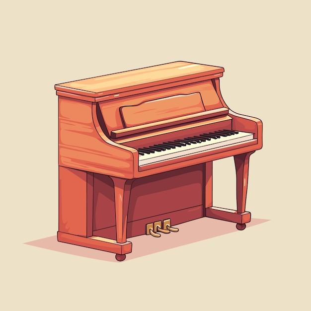 Vettore illustrazione vettoriale di un pianoforte in stile cartone animato