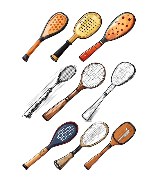 Vector vector illustration of pickleball bats set