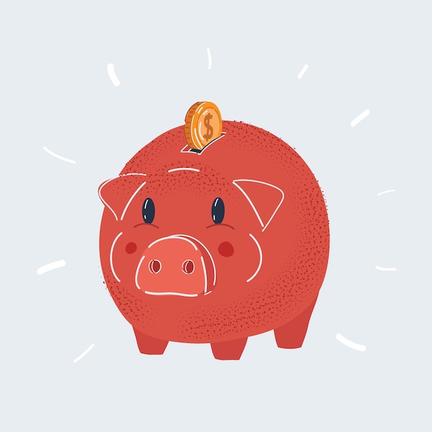 Vector illustration of Piggy bank Money box with coin isolated on a white background