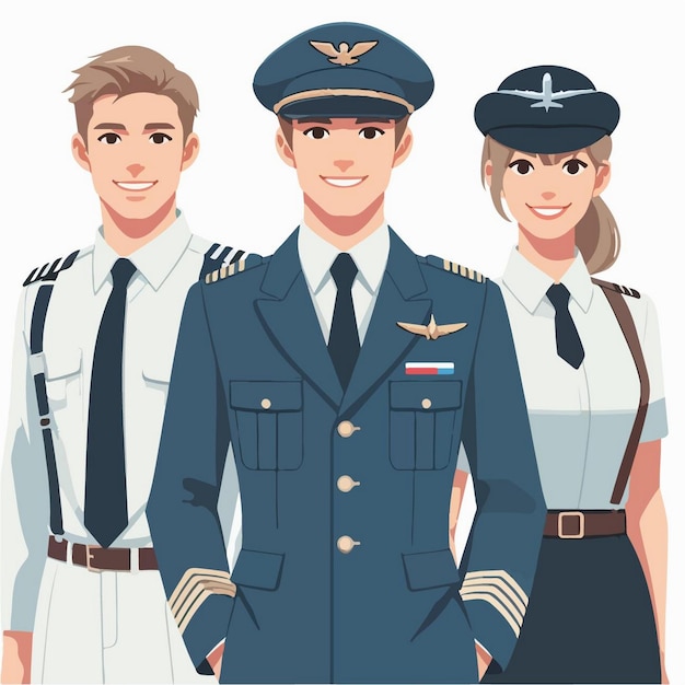 Vector illustration of pilots in flat design style