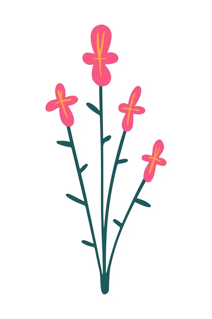 Vector illustration of Pink forget-me-not flower drawn in a flat style.