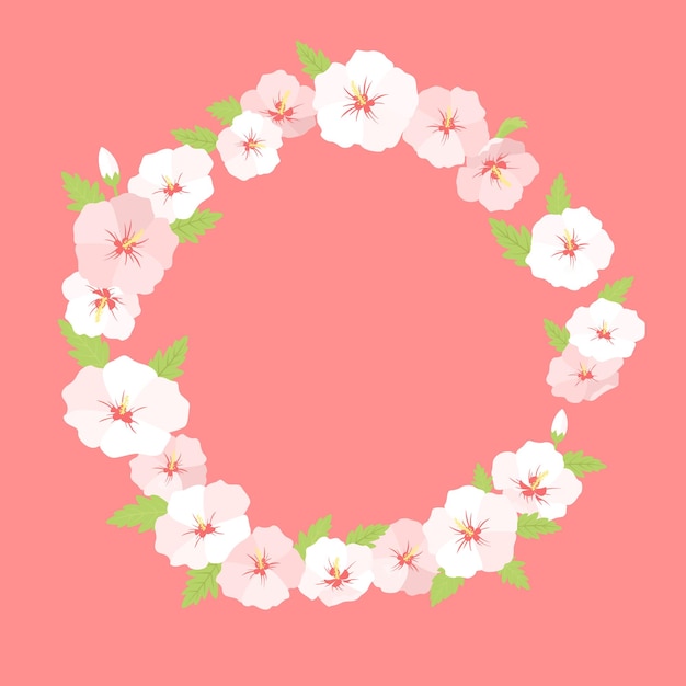 ピンクのハイビスカスの花のベクトル イラスト