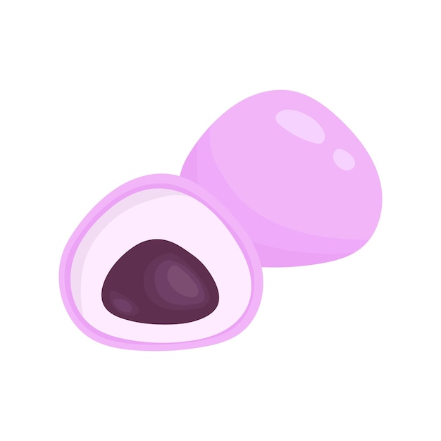 Vector illustration of pink mochi with azuki bean paste Japanese traditional dessert Asian food