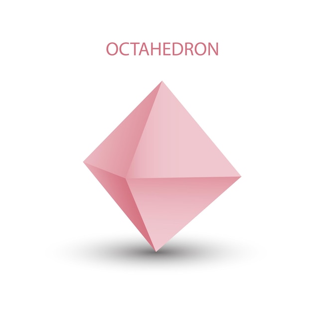 Vector illustration of a pink octahedron on a white background with a gradient for for game