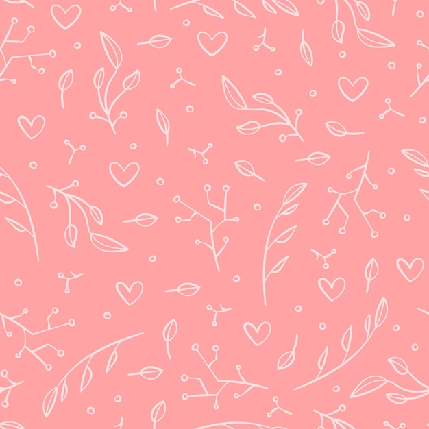 Vector vector illustration of a pink pattern with leaves branches and berries