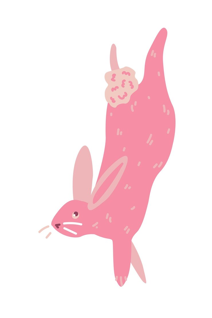 ベクトルイラスト前足に立っているピンクのウサギ