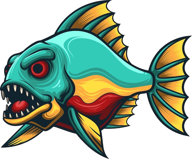 Vector illustration of piranha mascot