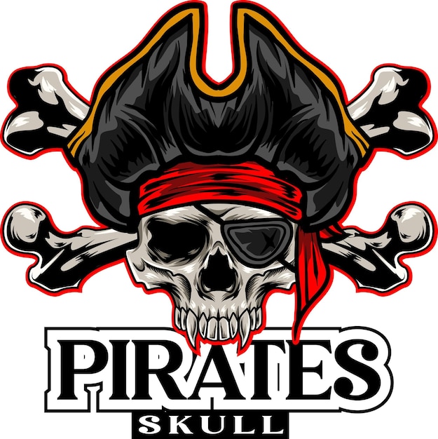 vector illustration of pirate skull mascot logo