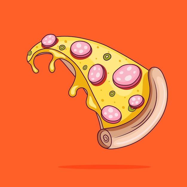 Vector illustration Pizza slice with melted cheese and pepperoni Latinamericanfood