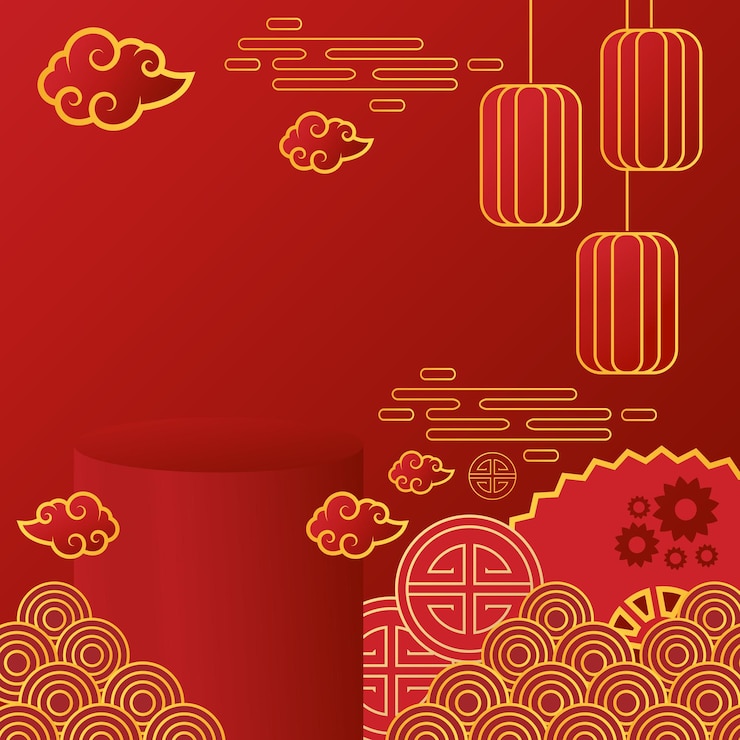 中国の旧正月ゴールド デザインのベクトル イラスト表彰台製品