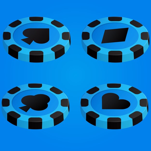 Vector illustration of poker chips in blue color