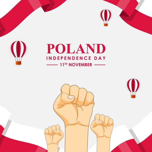 Vector illustration of Poland Independence Day social media feed template