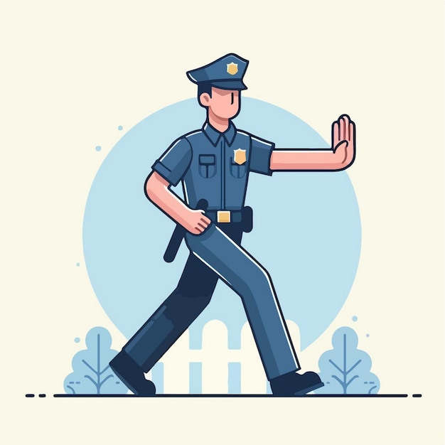Vettore illustrazione vettoriale della polizia in uno stile di design piatto semplice e minimalista