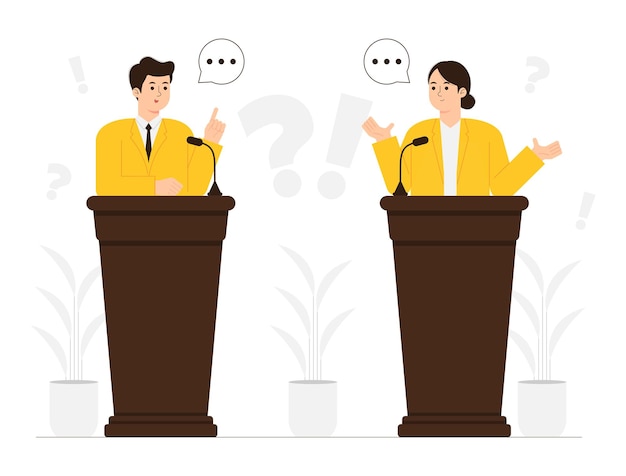 Vector illustration politicians participating in political debate