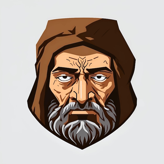 Vector illustration of poor beggar man head icon