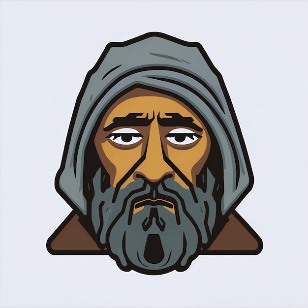 Vector illustration of poor beggar man head icon