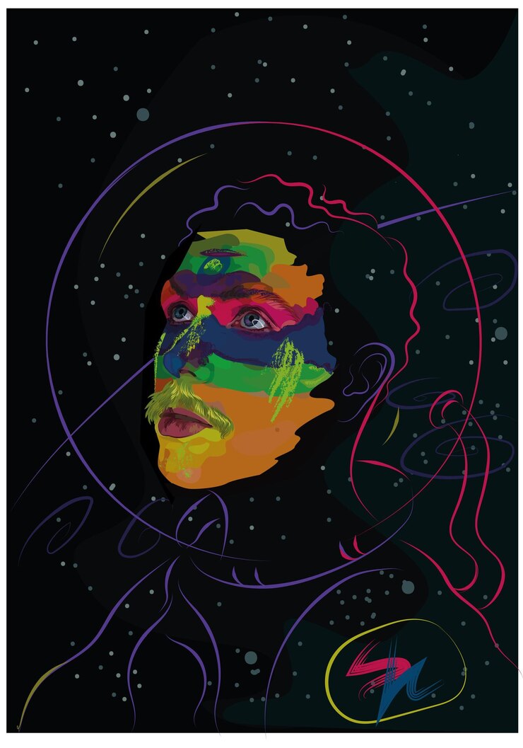 ベクトルイラスト宇宙飛行士宇宙少年の肖像画