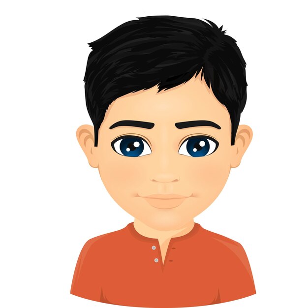 Vector vector illustration of portrait of young man dressed in orange