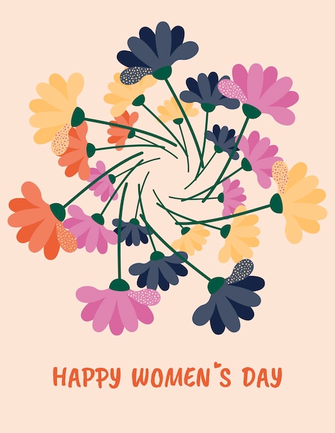 Vector vector illustration of a postcard for women's day on march 8.