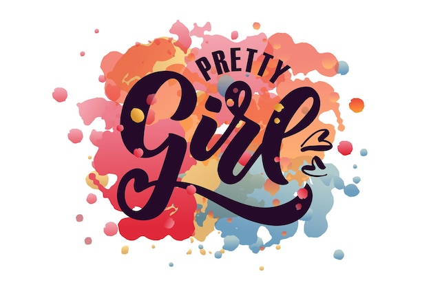 Vettore illustrazione vettoriale del testo di pretty girl per vestiti di ragazze pretty girl badge icon card invito