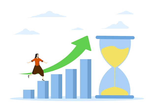 vector illustration of profit return from invest or long term investment with business growth chart