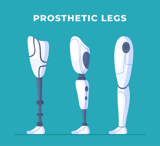 Vector illustration of a prosthetic leg a prosthetic leg for a man model manufacturing