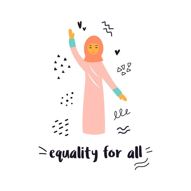 Vector vector illustration of a protesting muslim woman