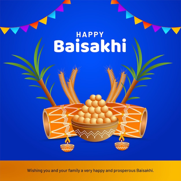 Vector illustration of punjabi festival celebration background happy baisakhi