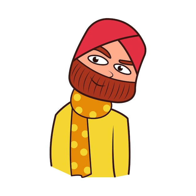 Vector vector illustration of a punjabi sardar smiling