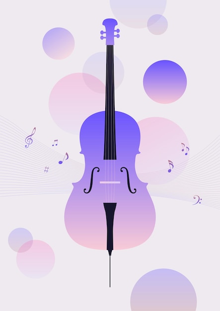 Vector vector illustration of a purple cello