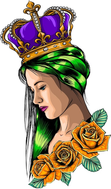 vector illustration of queen with roses