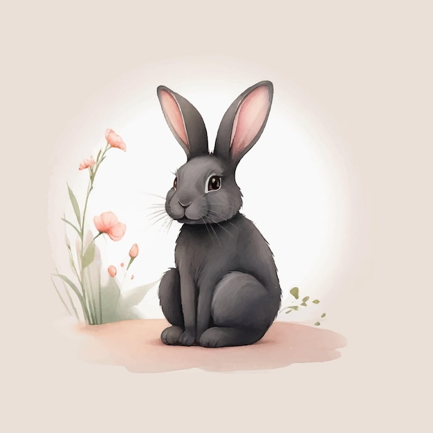 vector illustration of a rabbit in dark gray for Easter day