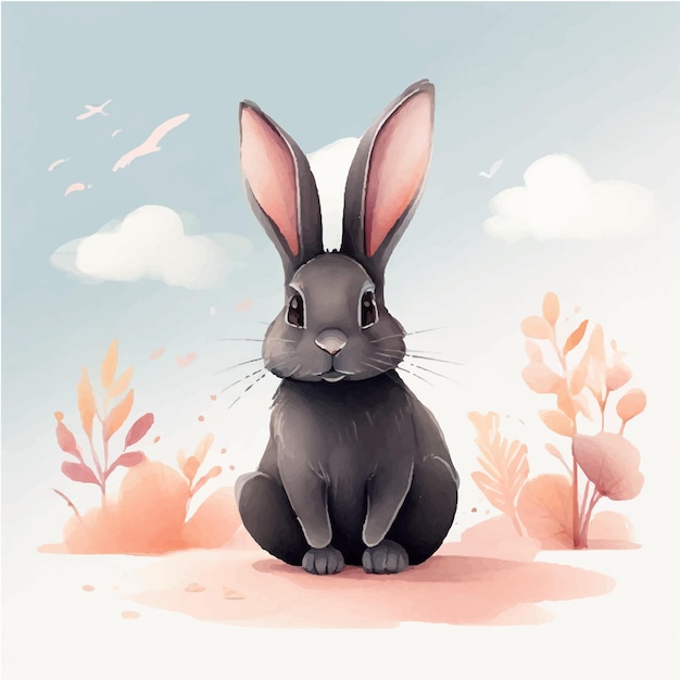 Vector vector illustration of a rabbit looking forward illustration for easter day