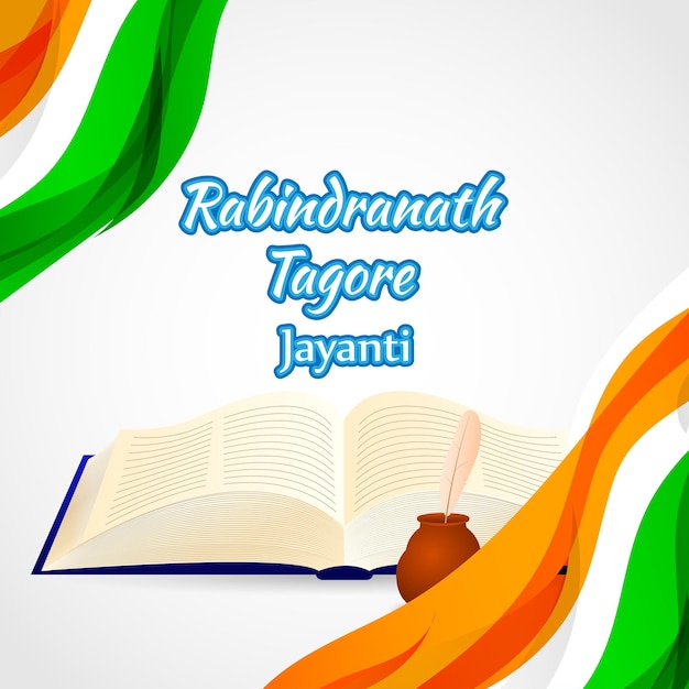 Vector illustration of rabindranath tagore jayanti greeting