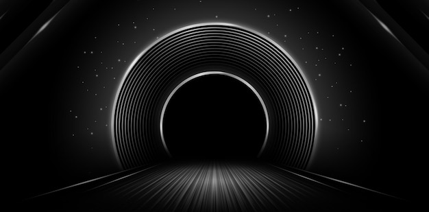 vector illustration radial circle silver light through the tunnel for sign corporate, advertisements