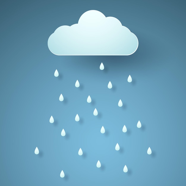 ペーパーアートスタイルのベクトルイラスト雨