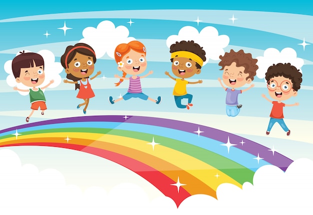 Vector illustration of rainbow children